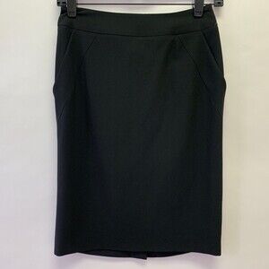 Emporio Armani Straight Pencil Skirt Size 4 or 38 Black 100% Wool NWT $295